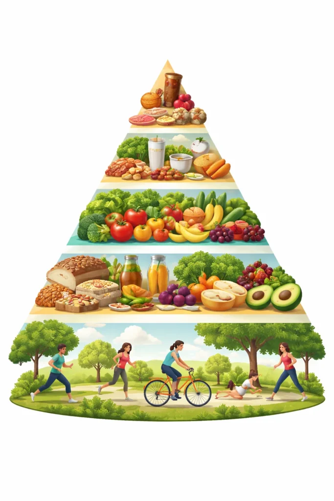 Piramida żywienia ze stopniami do drukowania